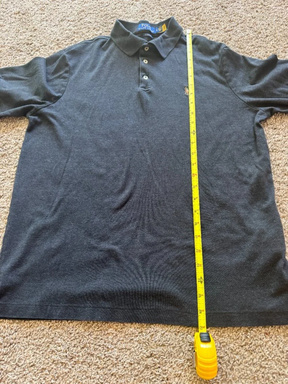 Polo Ralph Lauren Button Long Sleeve Henley Dark Gray Size Large Men's